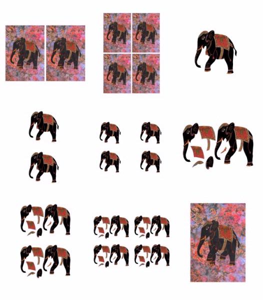 Batik Elephant Decoupage Set 01 - 9 Pages to DOWNLOAD