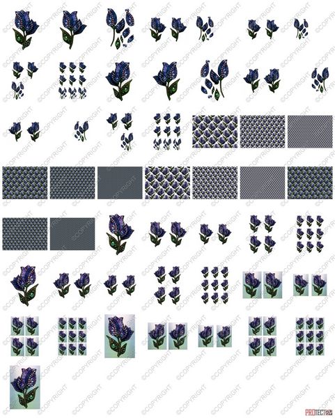 Bejewelled Purple Tulip Set - 52 Pages to Download
