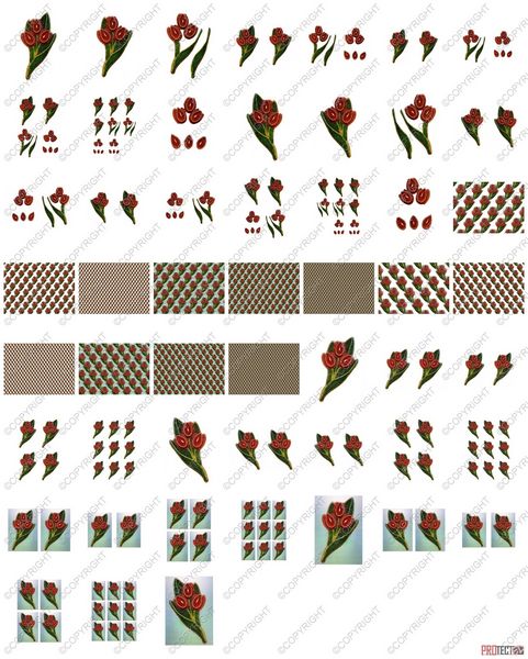 Bejewelled Red Tulip Set - 52 Pages to Download