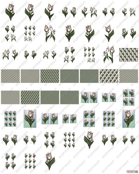 Bejewelled White Tulip Set 02 - 52 Pages to Download