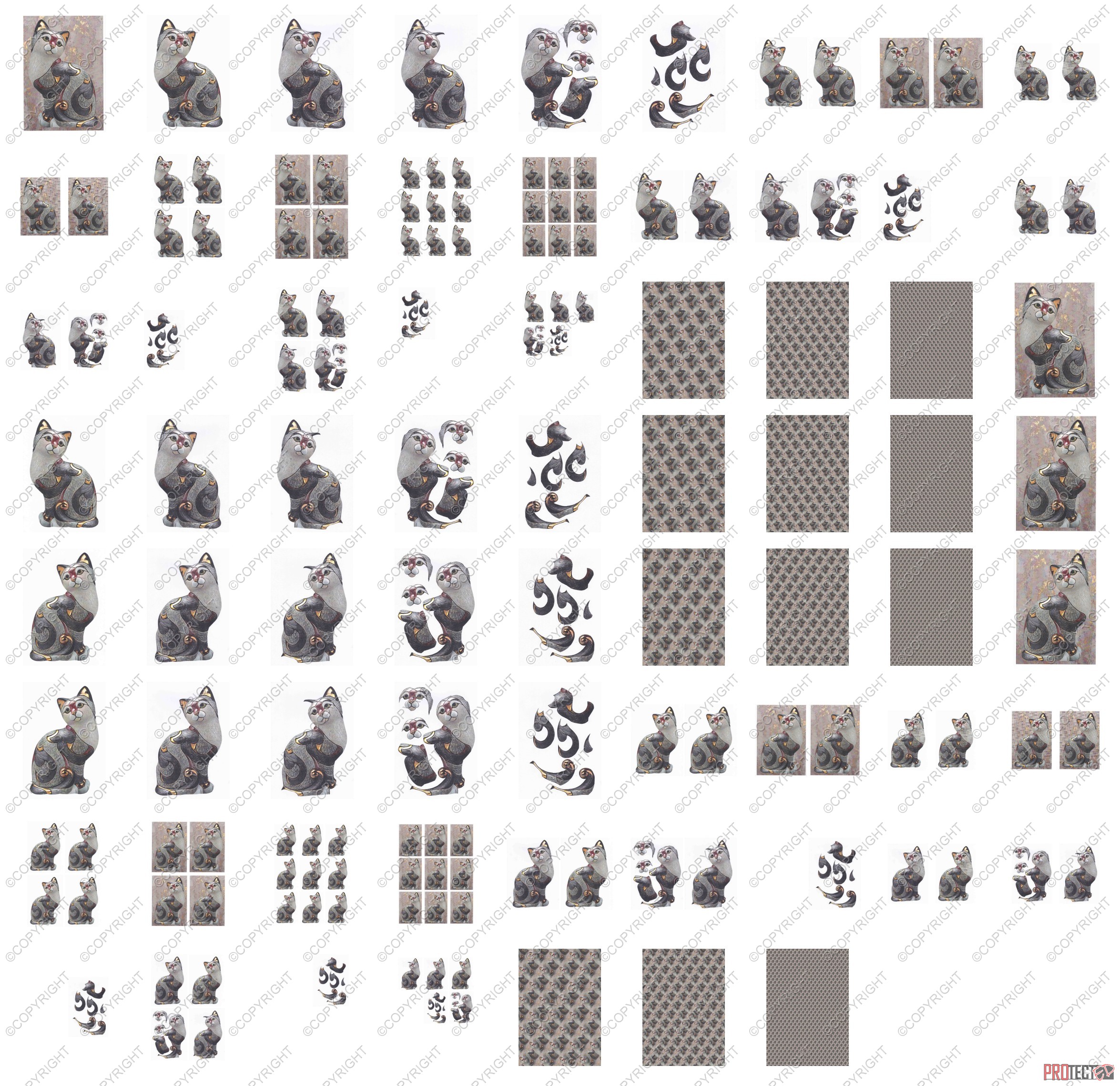 Ceramic Effect Cat Set 11 - 70 Pages to Download