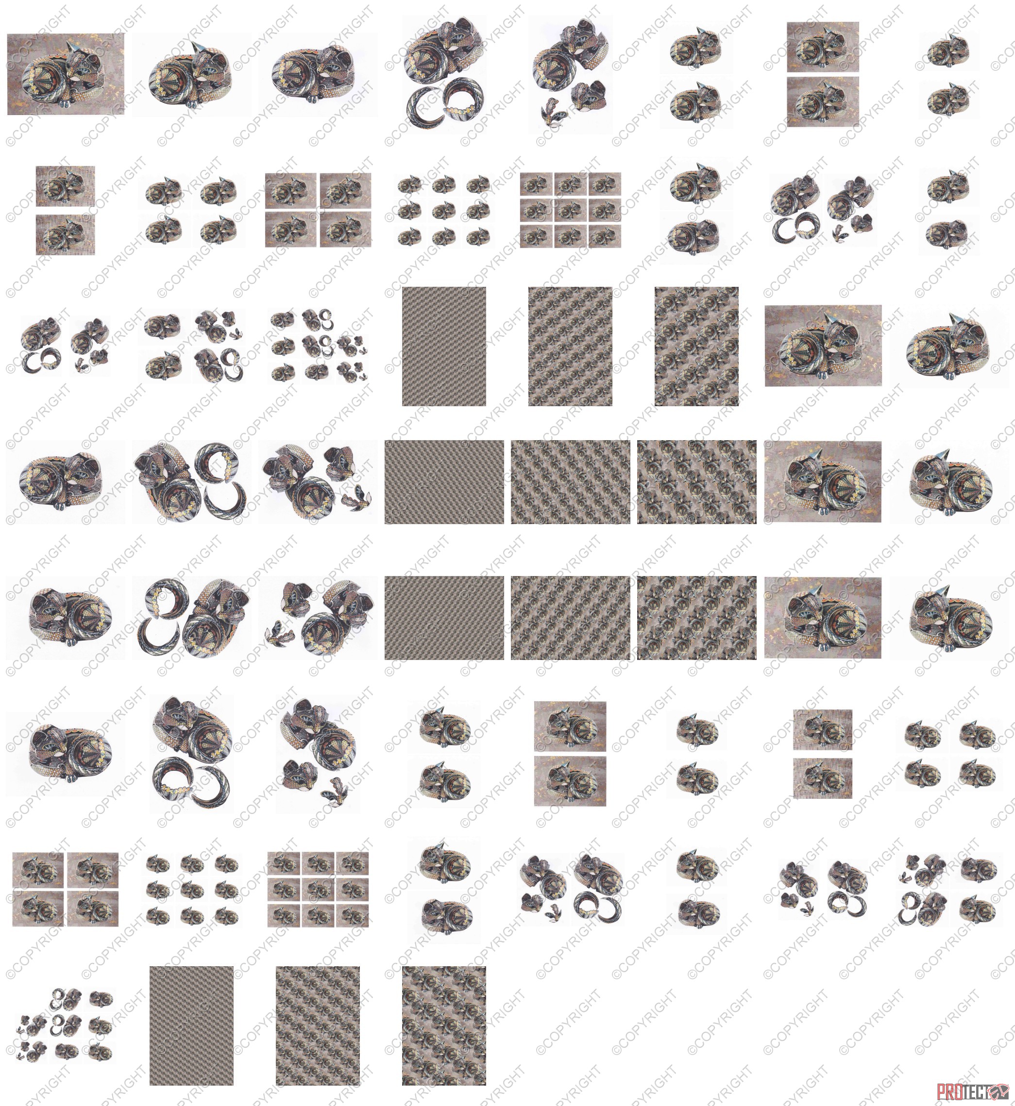 Ceramic Effect Cat Set 16 - 60 Pages to Download