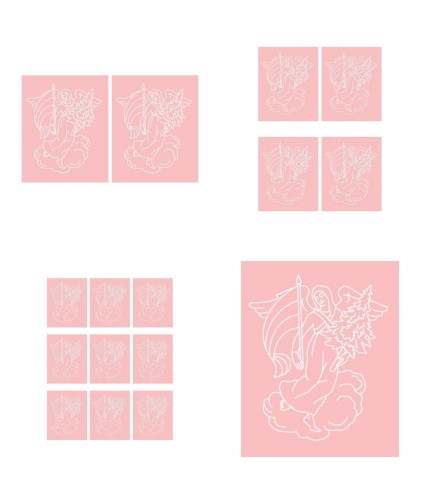 Digital White Work Angel 3 <b>Pink 4 Sizes - 4 x A4 Sheets Download