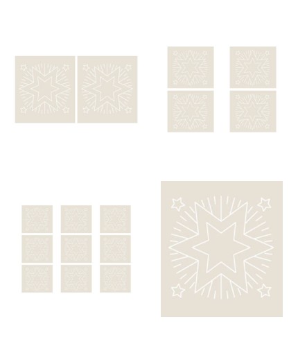 Digital White Work Christmas Star <b>Cool Grey 4 Sizes - 4 x A4 Sheets Download