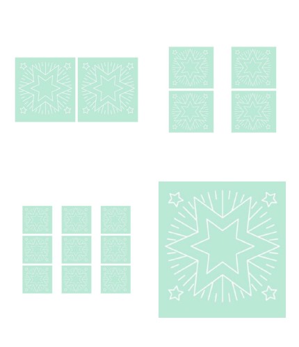 Digital White Work Christmas Star <b>Green 4 Sizes - 4 x A4 Sheets Download