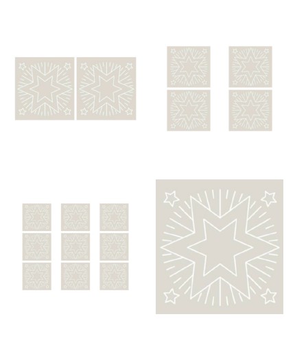 Digital White Work Christmas Star <b>Grey 4 Sizes - 4 x A4 Sheets Download