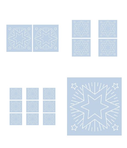 Digital White Work Christmas Star <b>Light Blue 4 Sizes - 4 x A4 Sheets Download