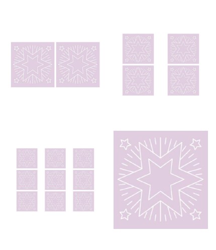Digital White Work Christmas Star <b>Purple 4 Sizes - 4 x A4 Sheets Download