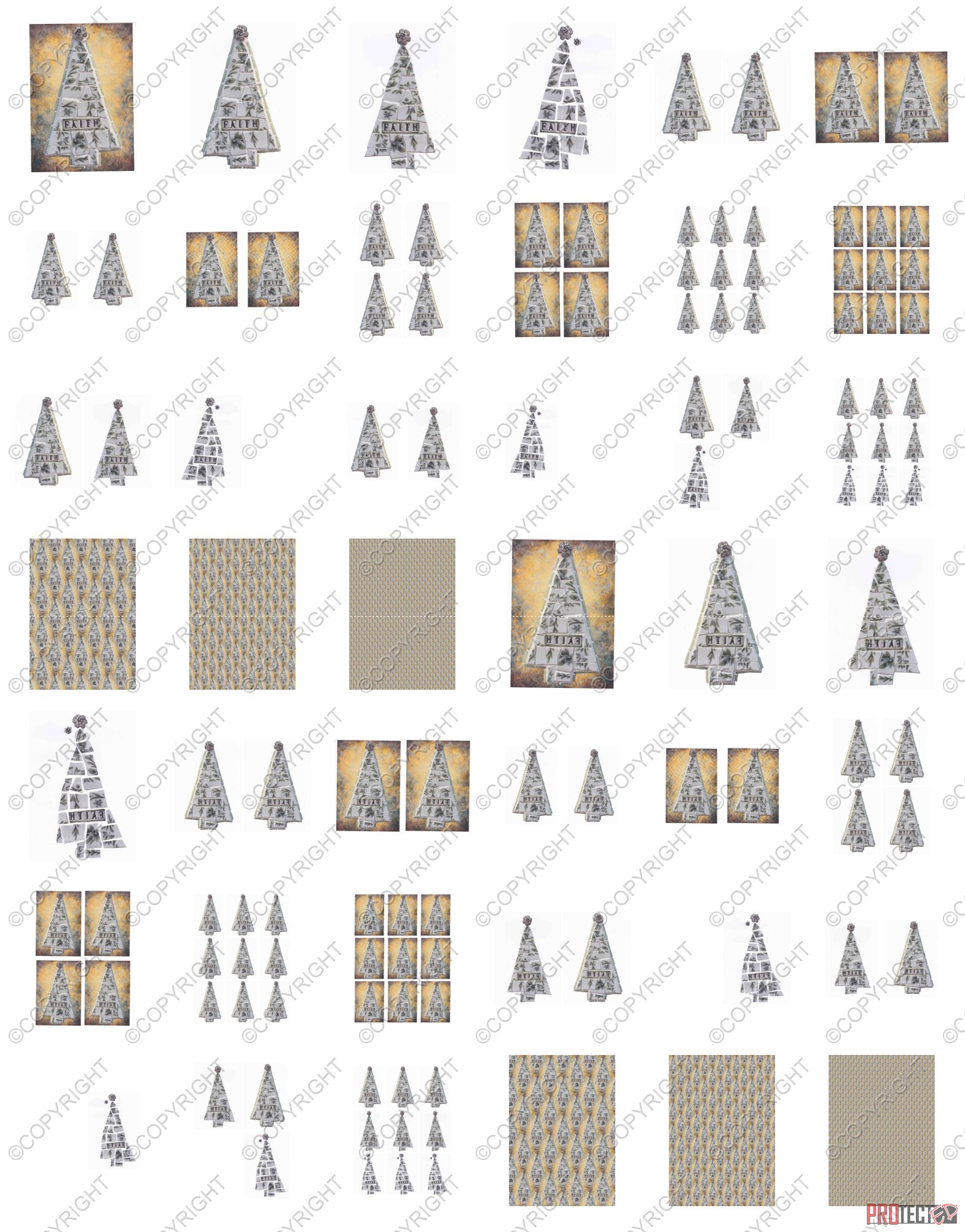 Christmas Tree Tile Effect Set 09 - 42 Pages-to Download 