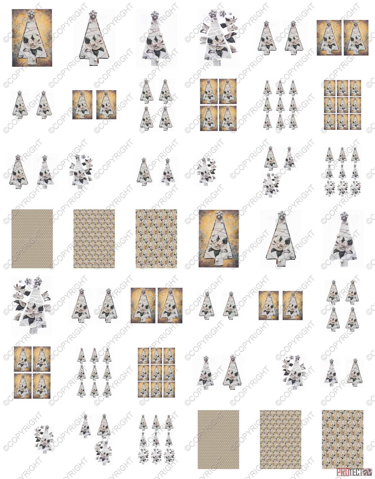 Christmas Tree Tile Effect Set 06 - 42 Pages-to Download 