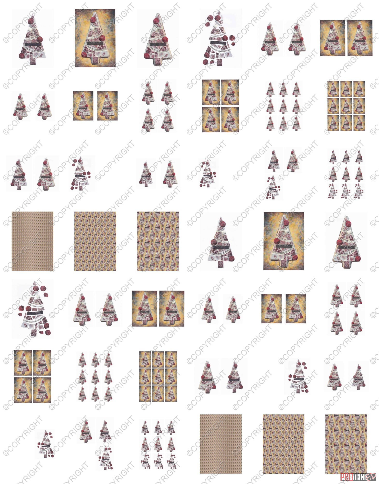 Christmas Tree Tile Effect Set 08 - 42 Pages-to Download 