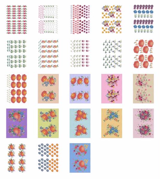Dots Heirlooms Bold Blooms Medium 3D Set -23 x A4 Sheets <b>DOWNLOAD
