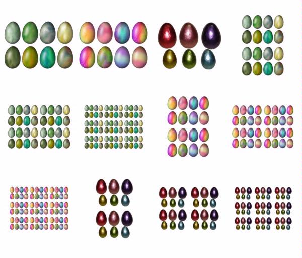 3 Easter Egg Sets Download - Texture, Marble & Metallic - 12 Pages
