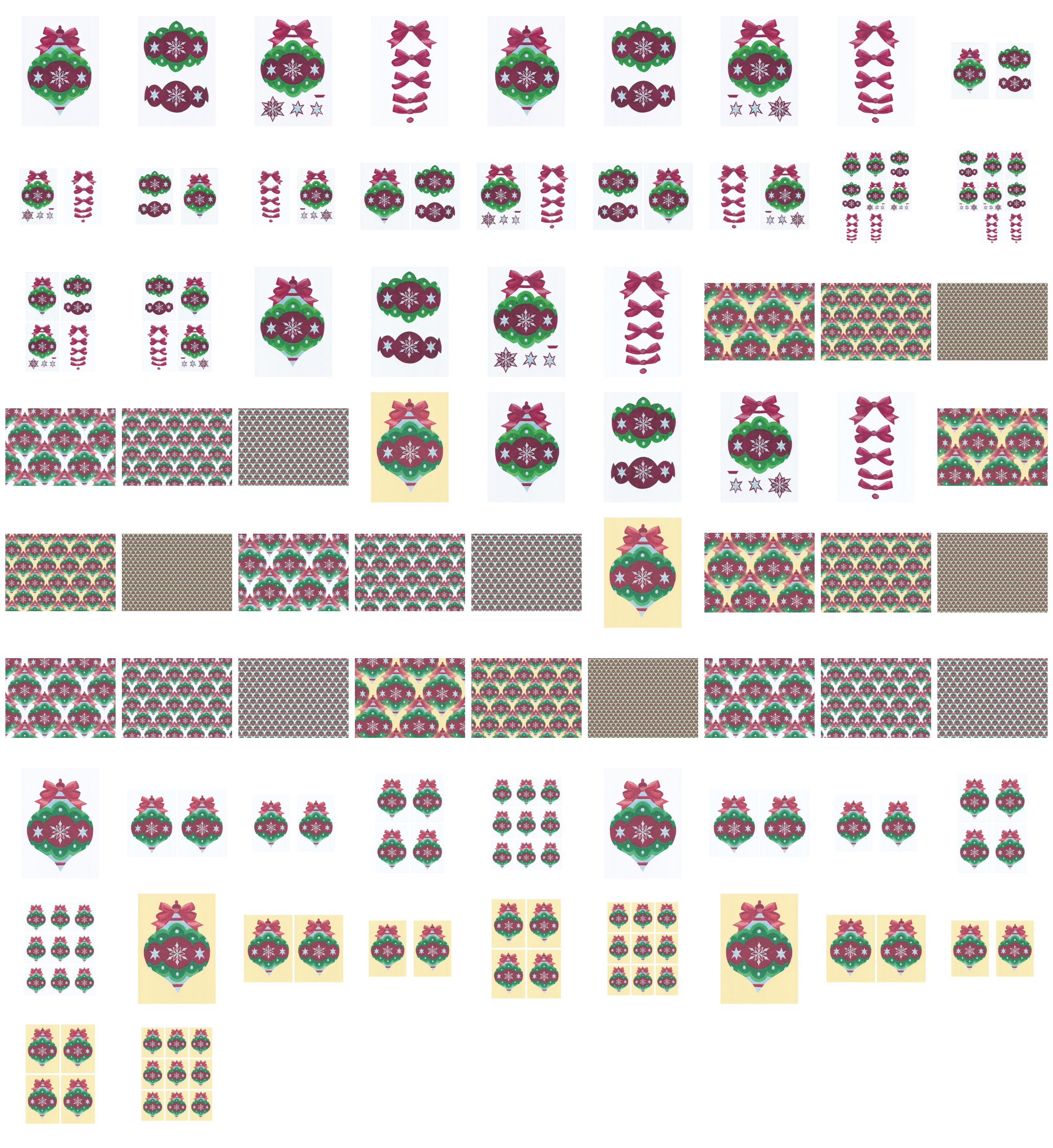 Christmas Fabric Effect Baubles Set 02- 74 Pages to Download