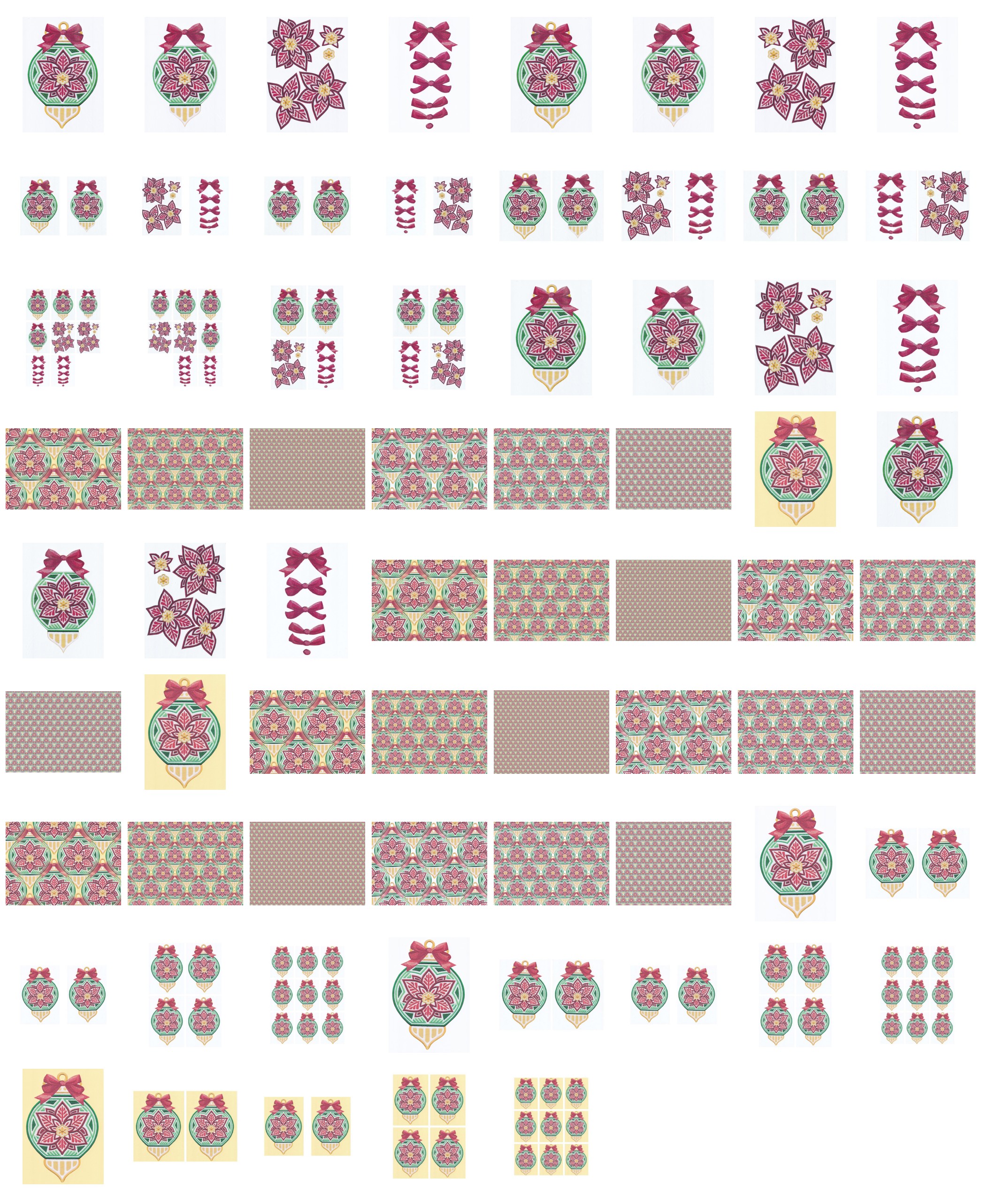 Christmas Fabric Effect Baubles Set 03- 70 Pages to Download