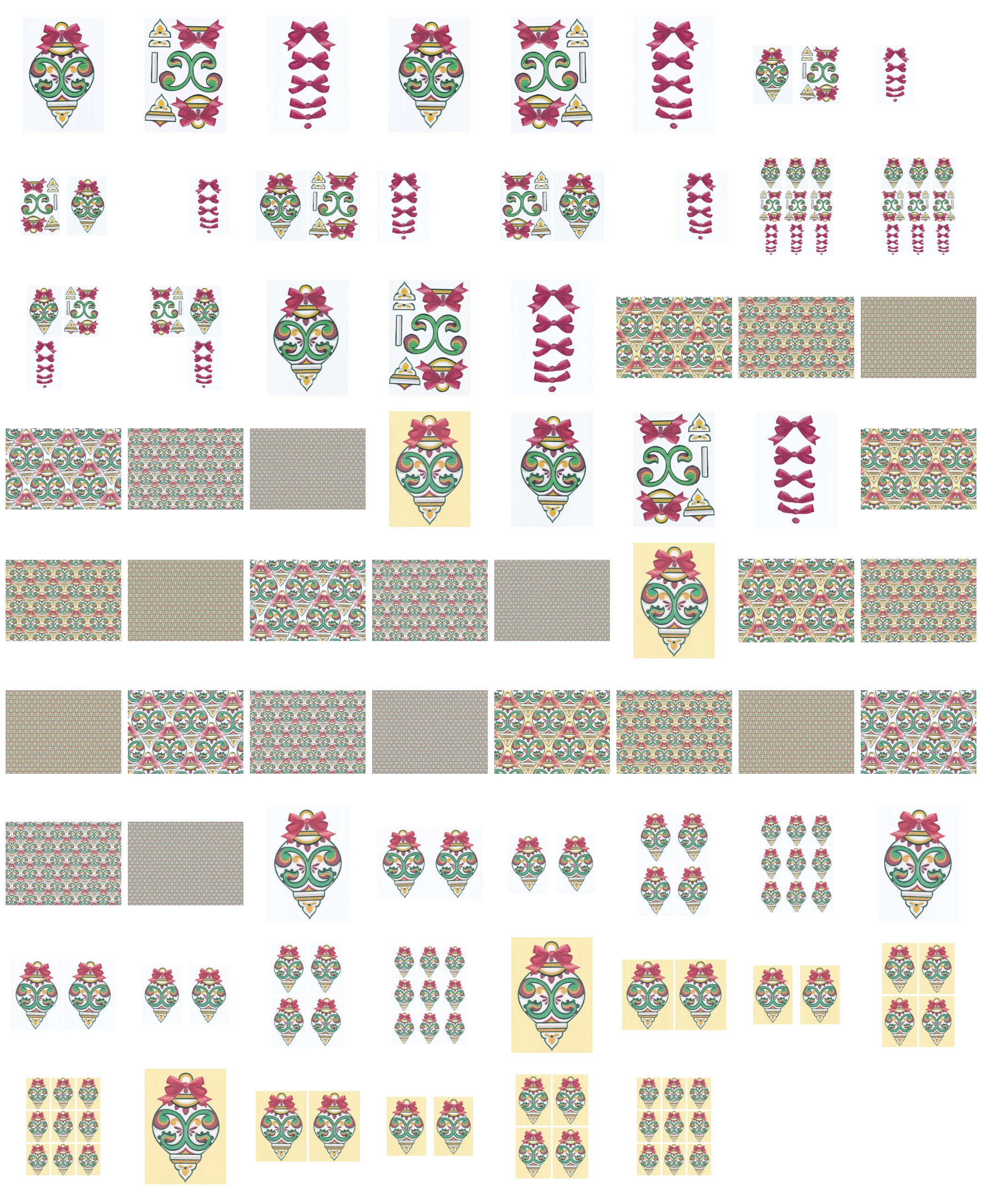 Christmas Fabric Effect Baubles Set 06- 70 Pages to Download