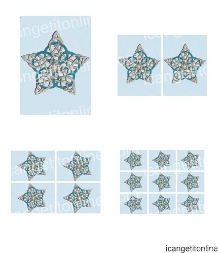 Faux Parchment Celtic Star <b>Pale Blue 4 Sizes - 4 x A4 Pages