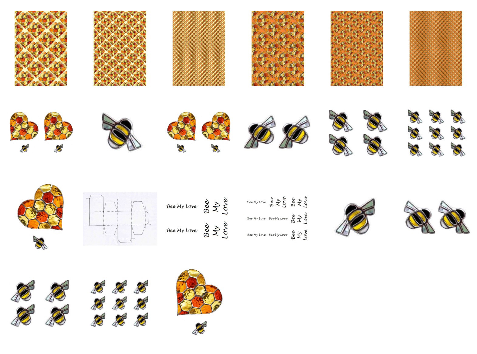 Honeycomb Heart and Bees - Click DOWNLOAD below and enter FREE@FREE.com