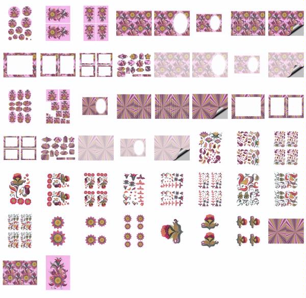 Jacobean Flowers Stitch Effect Set 18 - 52 x A4 Pages to DOWNLOAD