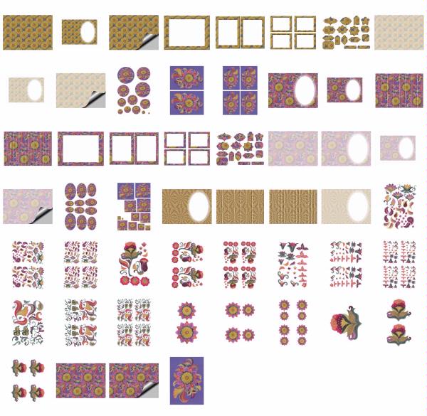 Jacobean Flowers Stitch Effect Set 19 - 52 x A4 Pages to DOWNLOAD
