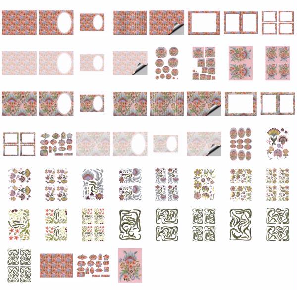Jacobean Flowers Stitch Effect Set 05 - 52 x A4 Pages to DOWNLOAD