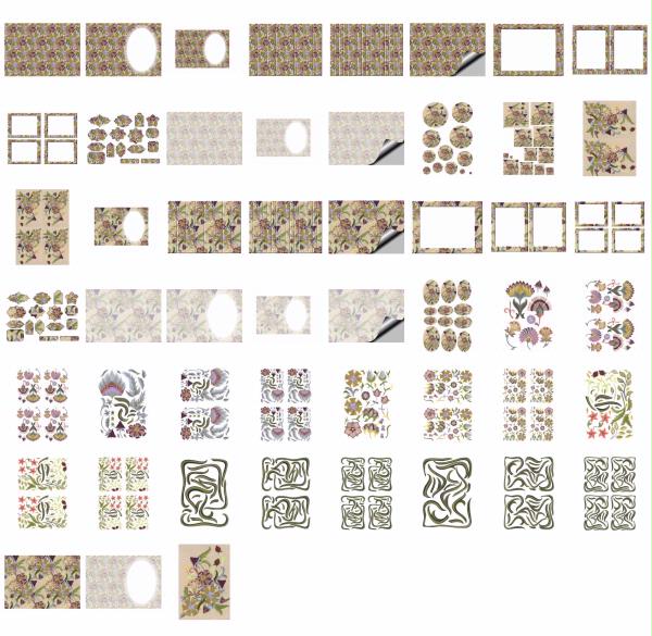 Jacobean Flowers Stitch Effect Set 06 - 52 x A4 Pages to DOWNLOAD