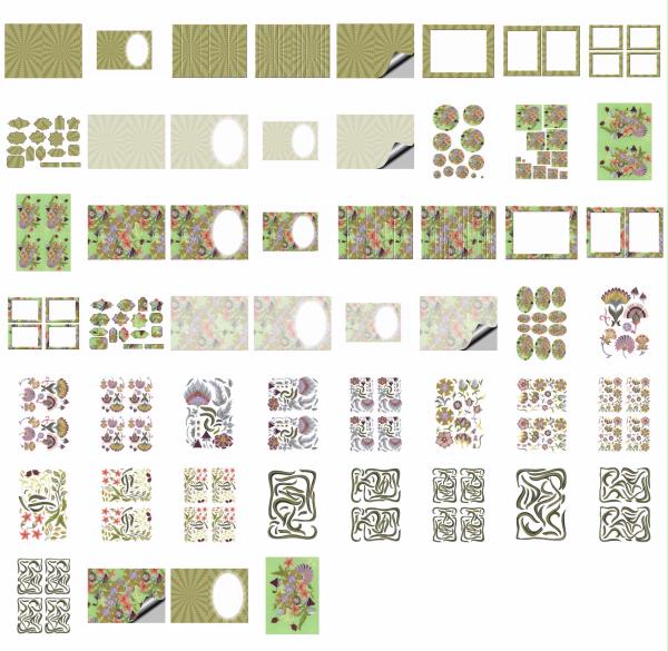 Jacobean Flowers Stitch Effect Set 07 - 52 x A4 Pages to DOWNLOAD