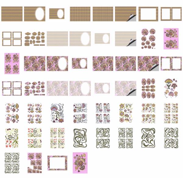 Jacobean Flowers Stitch Effect Set 08 - 52 x A4 Pages to DOWNLOAD
