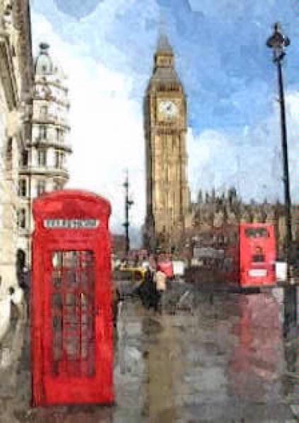 Hand Painted Effect London Big Ben Download Set - 29 Sheets