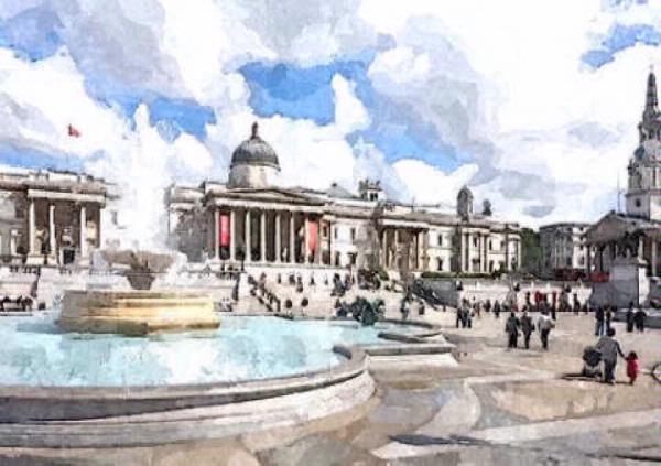 Hand Painted Effect London Trafalgar Square Download Set 02 - 39 Sheets