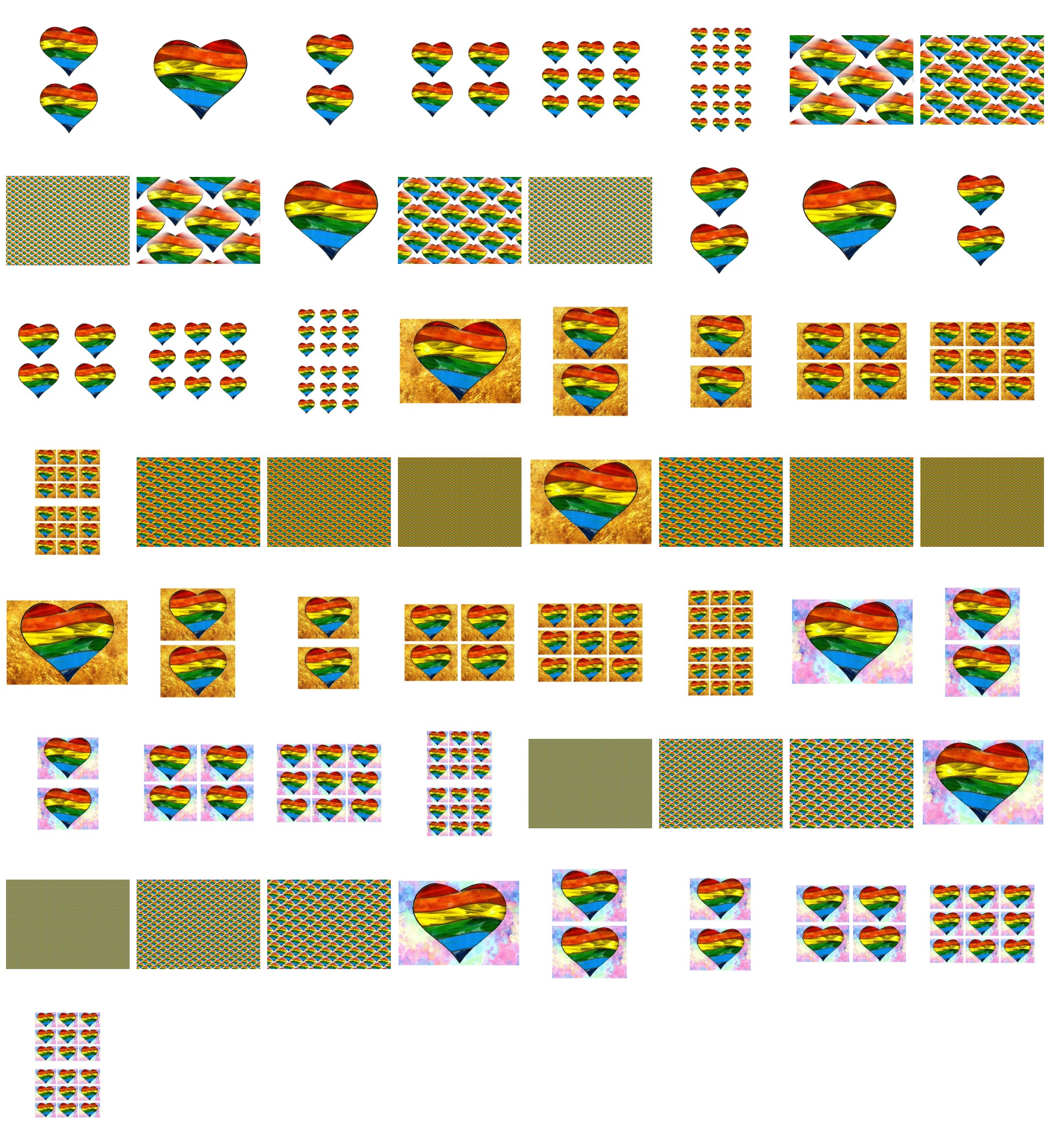 FREE DOWNLOAD - Stained Glass Rainbow Heart Set 57 Pages to Download