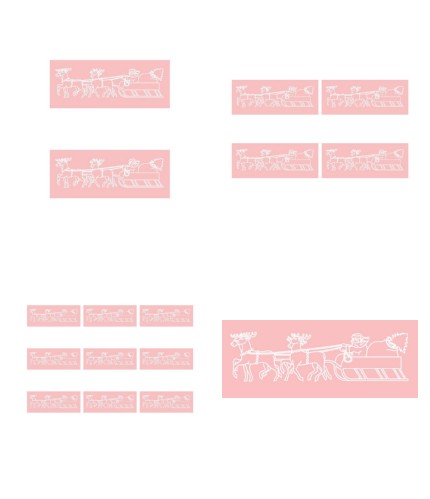 Digital White Work Reindeer & Santa <b>Pink 4 Sizes - 4 x A4 Sheets Download