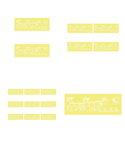 Digital White Work Reindeer & Santa <b>Yellow 4 Sizes - 4 x A4 Sheets Download