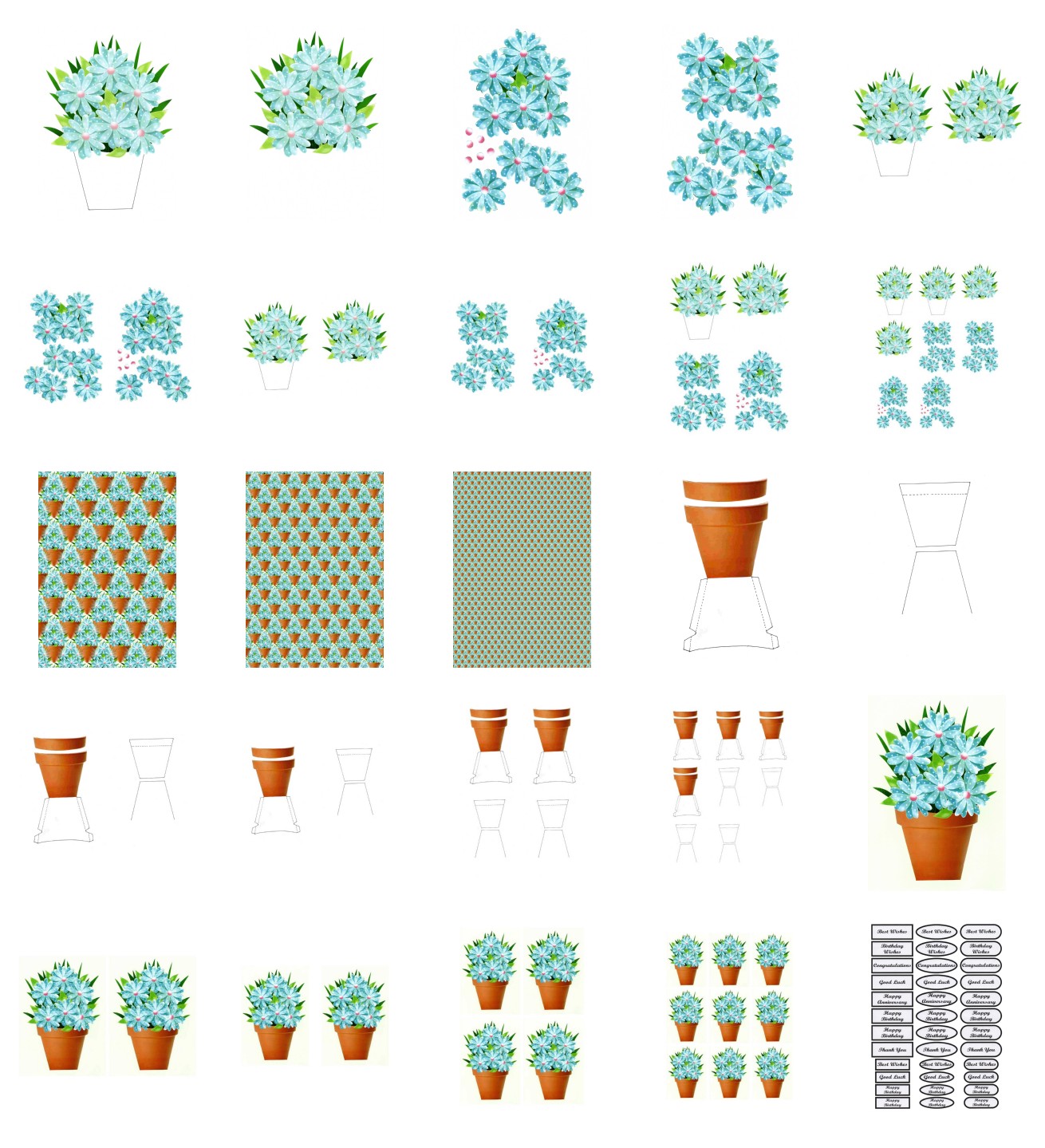 Spring Blue Flowers - 25 Pages to Download
