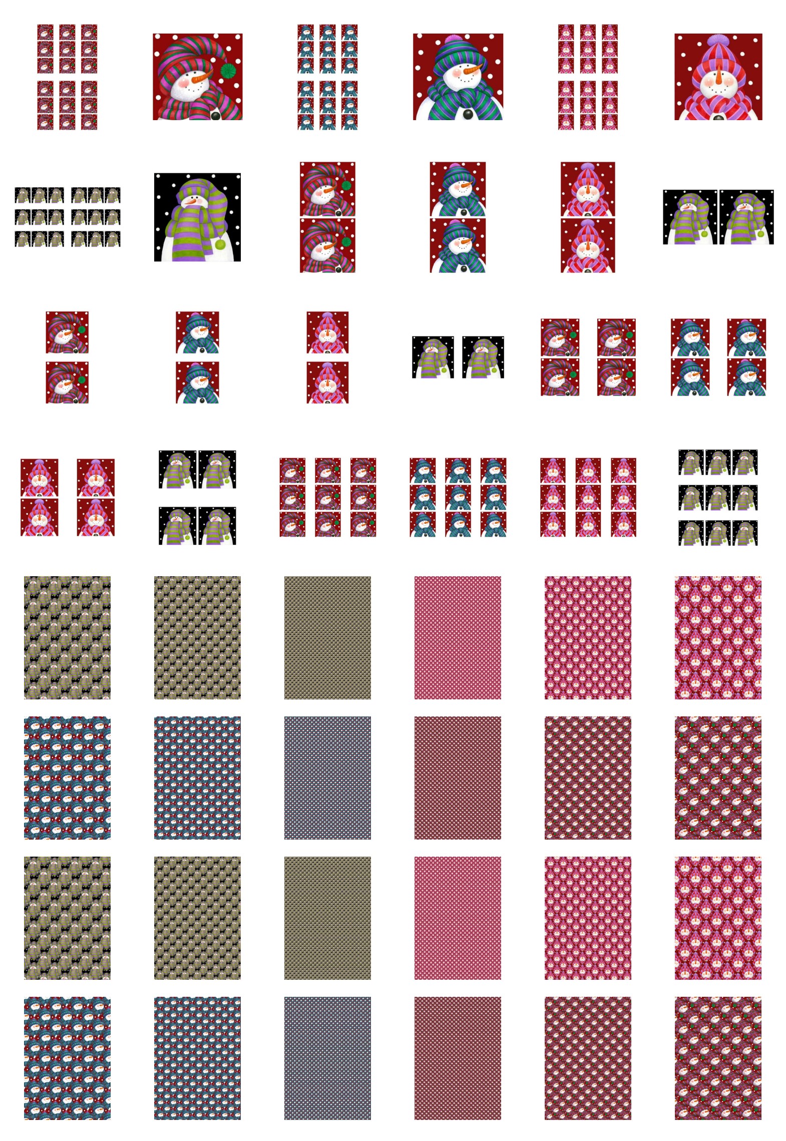 Square Christmas Snowman Set - 48 Pages to Download
