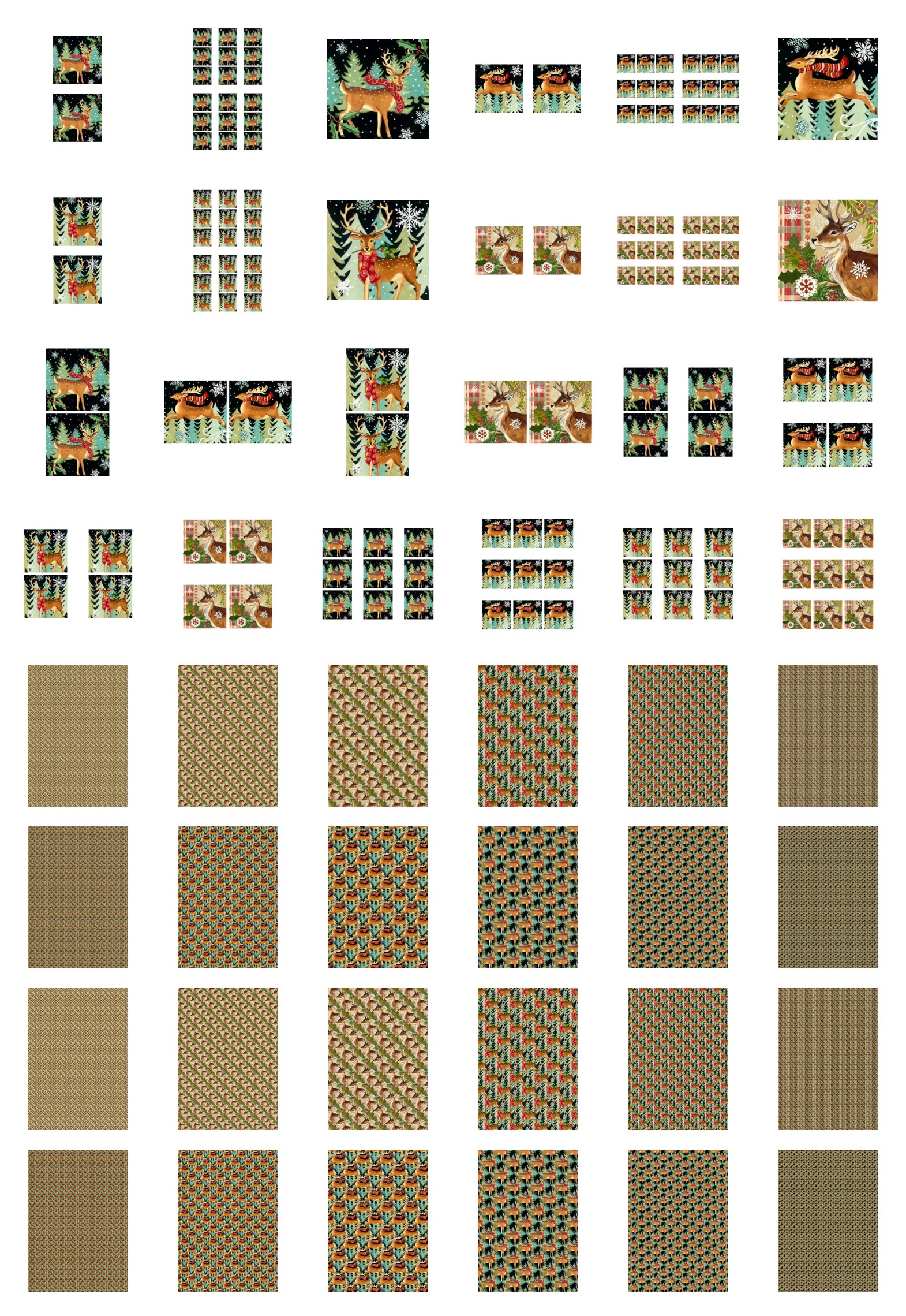 Square Christmas Deer Set Set - 48 Pages to Download