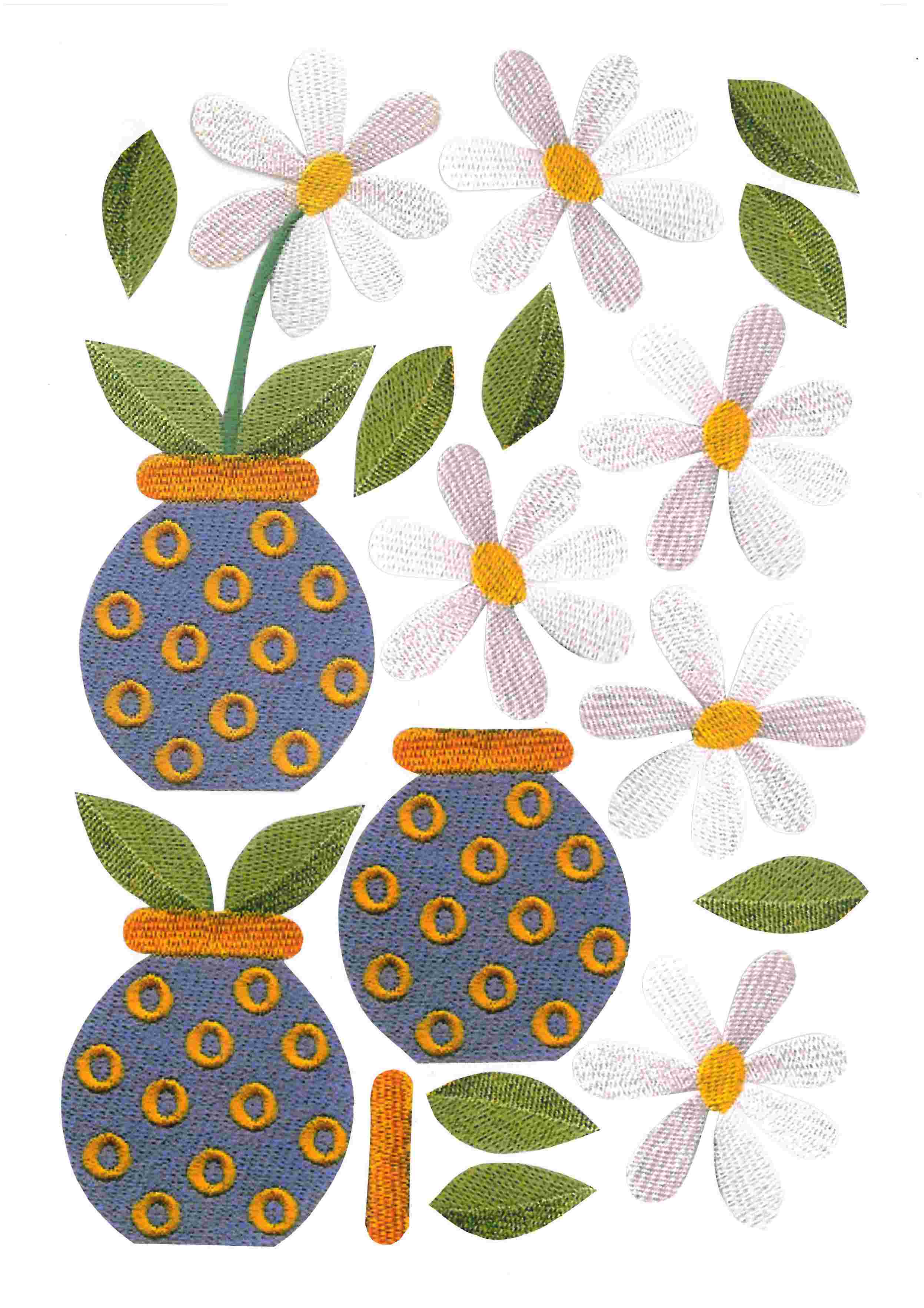 Stitched Effect Daisy Pot Set 02 - 93 Pages to DOWNLOAD