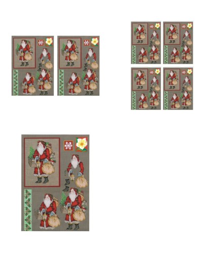 Tapestry Effect Santa Decoupage Design 6 - 3 x A4 Page to DOWNLOAD