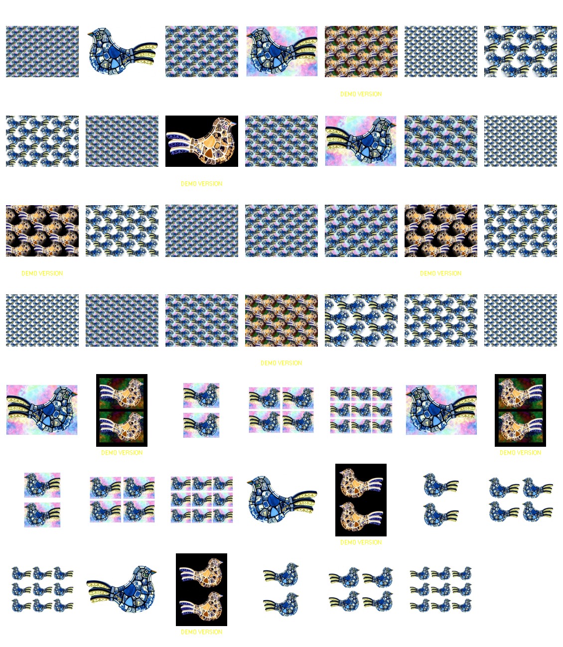 Tiled Effect Birds - Set 01 - 48 Pages to Download