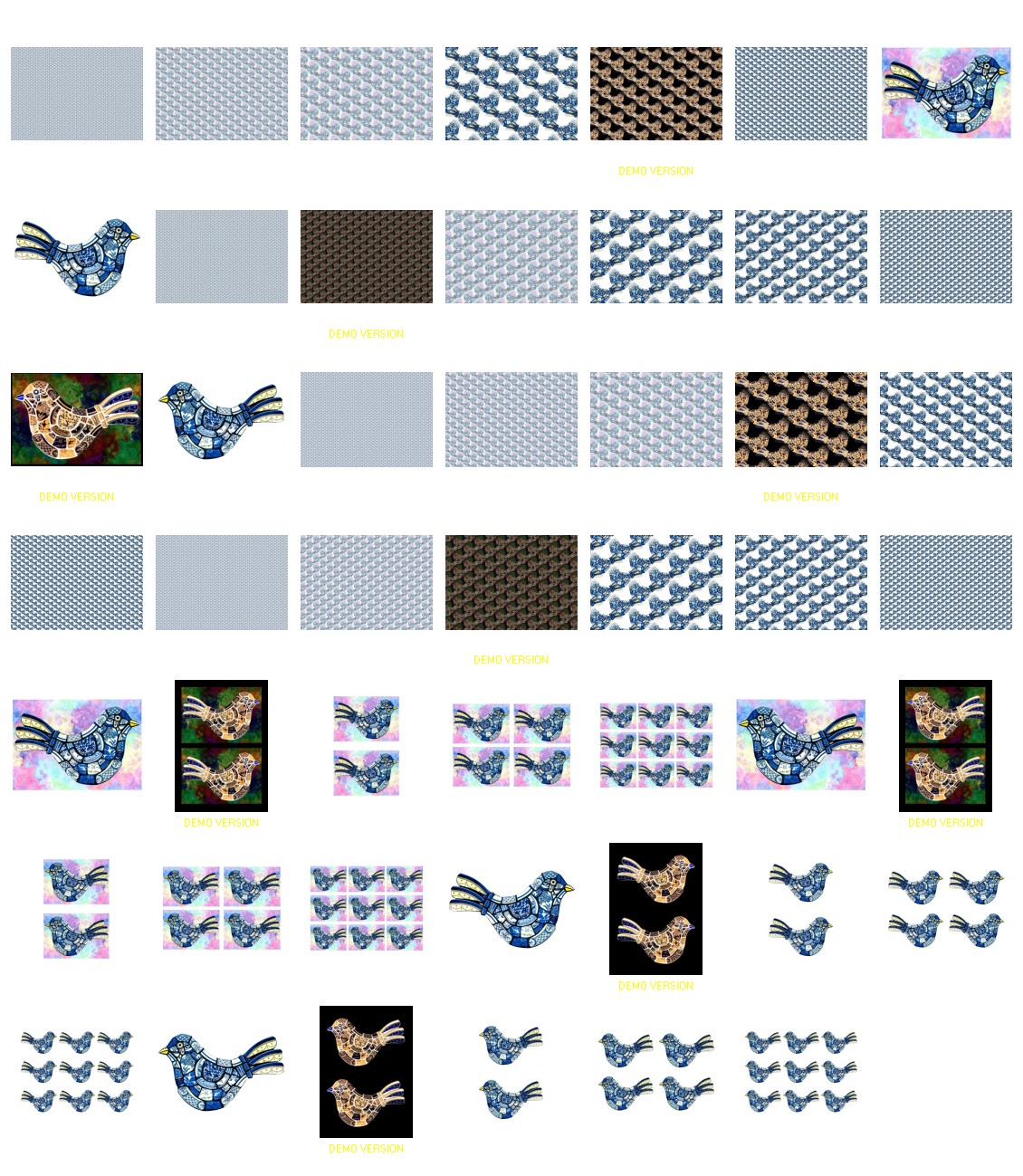 Tiled Effect Birds - Set 02 - 48 Pages to Download