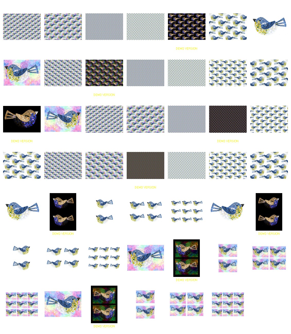 Tiled Effect Birds - Set 03 - 48 Pages to Download