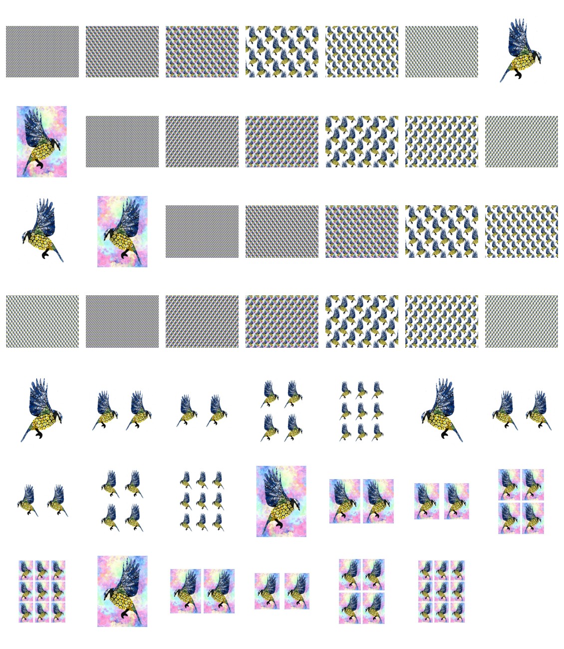 Tiled Effect Birds - Set 04 - 48 Pages to Download