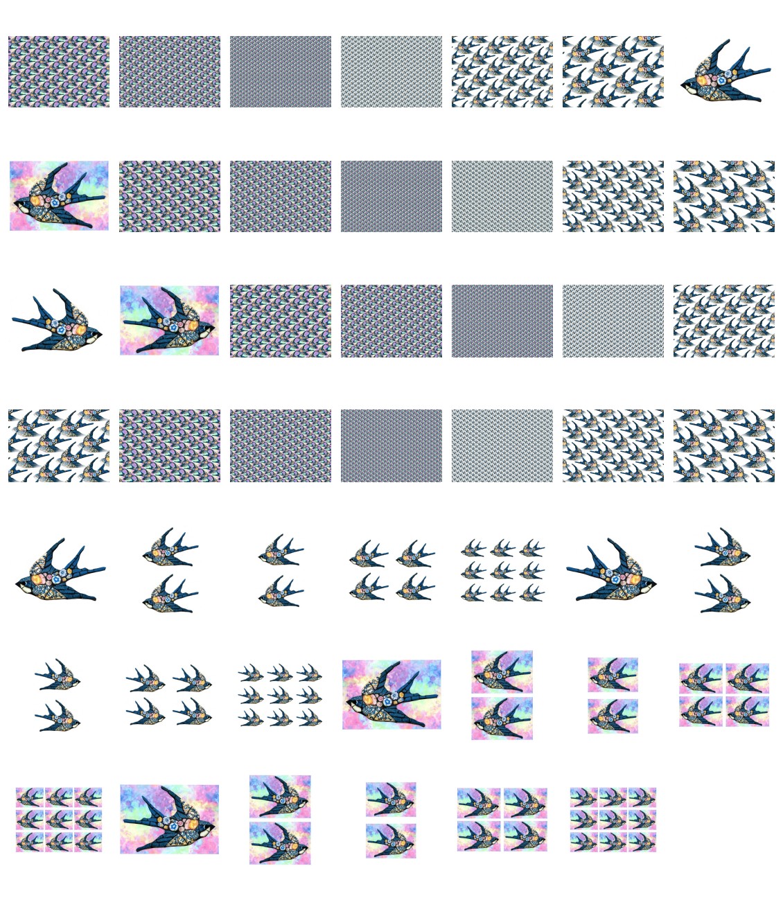 Tiled Effect Birds - Set 05 - 48 Pages to Download