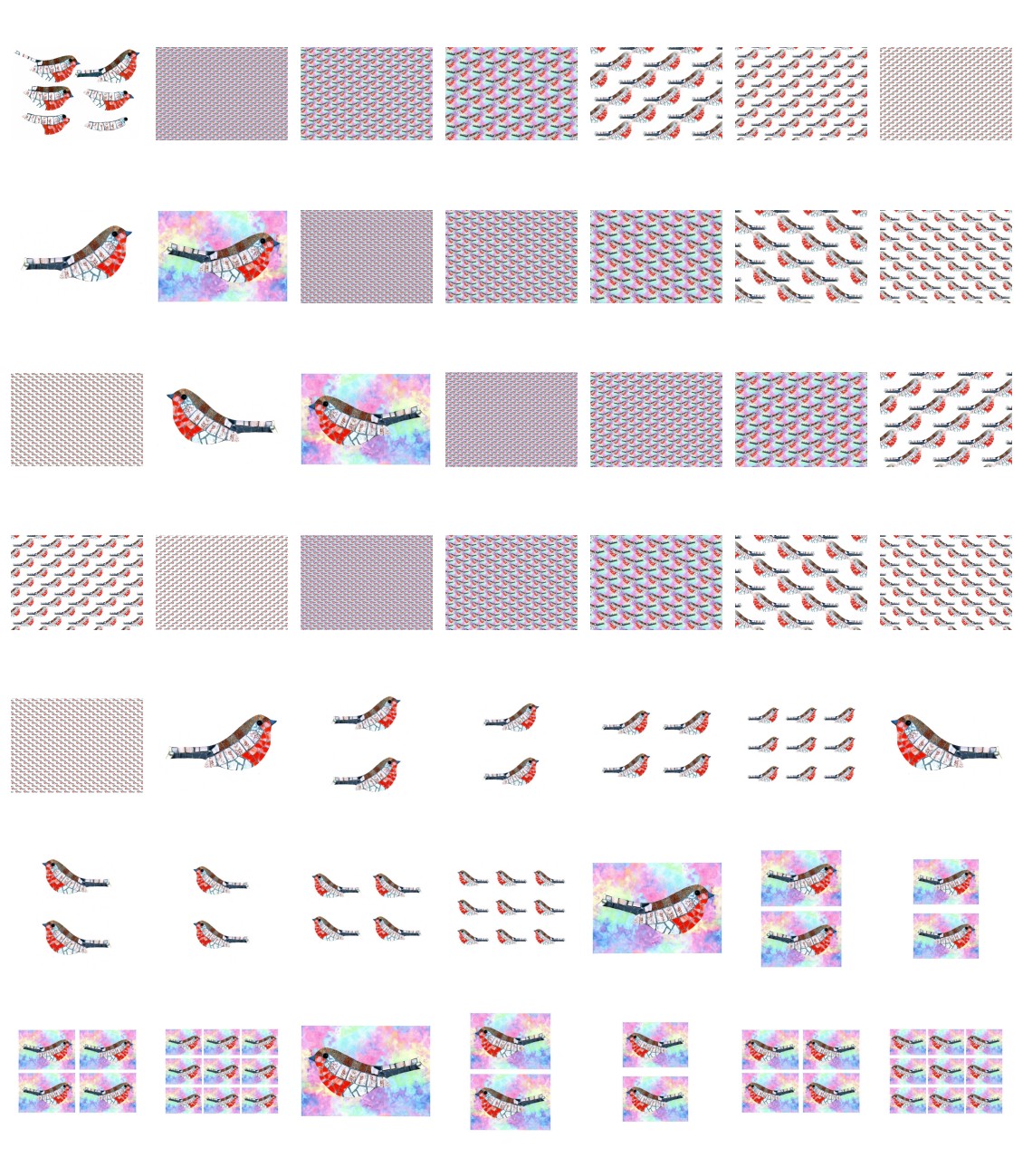 Tiled Effect Birds - Set 06 - 48 Pages to Download