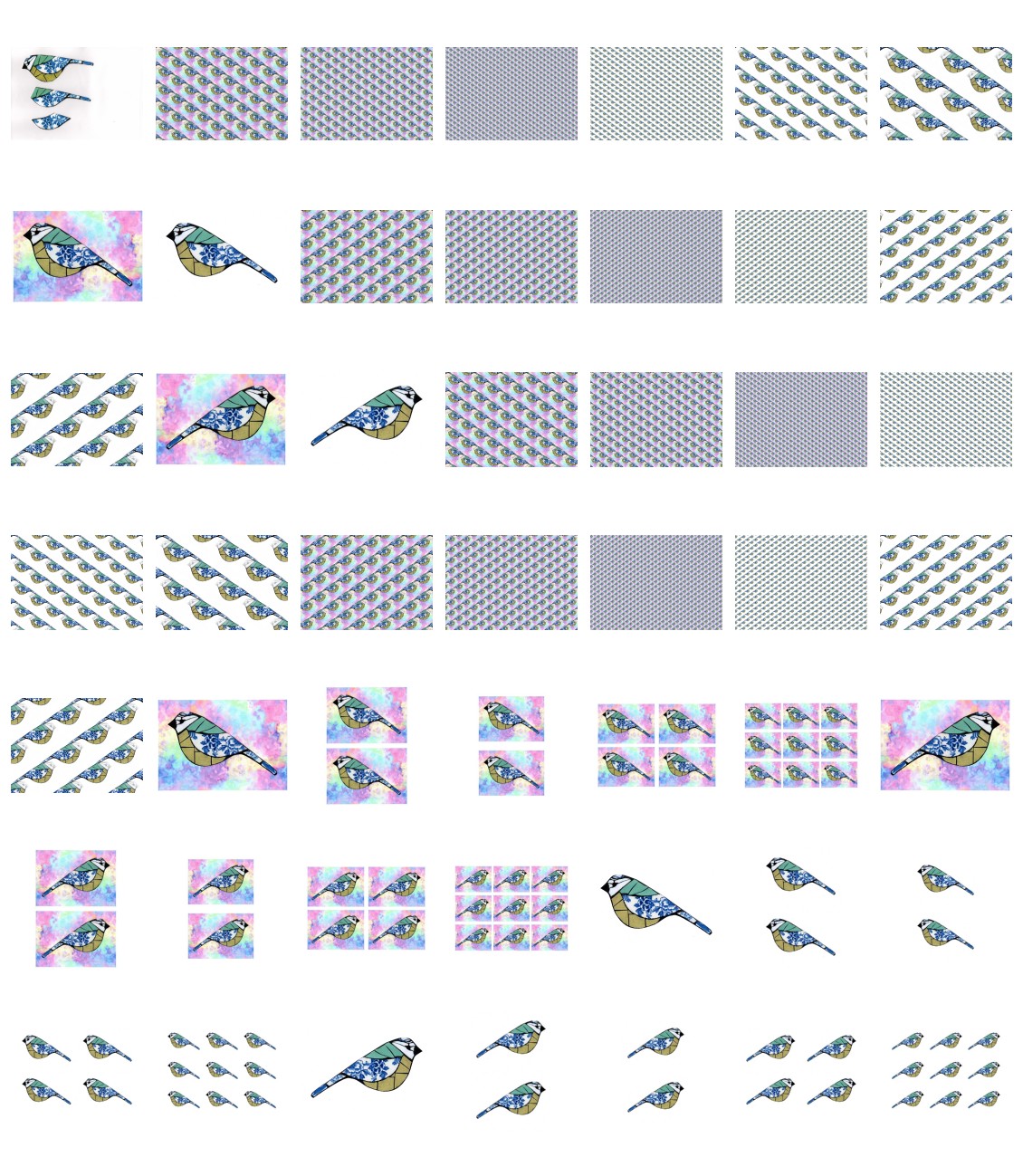 Tiled Effect Birds - Set 07 - 48 Pages to Download