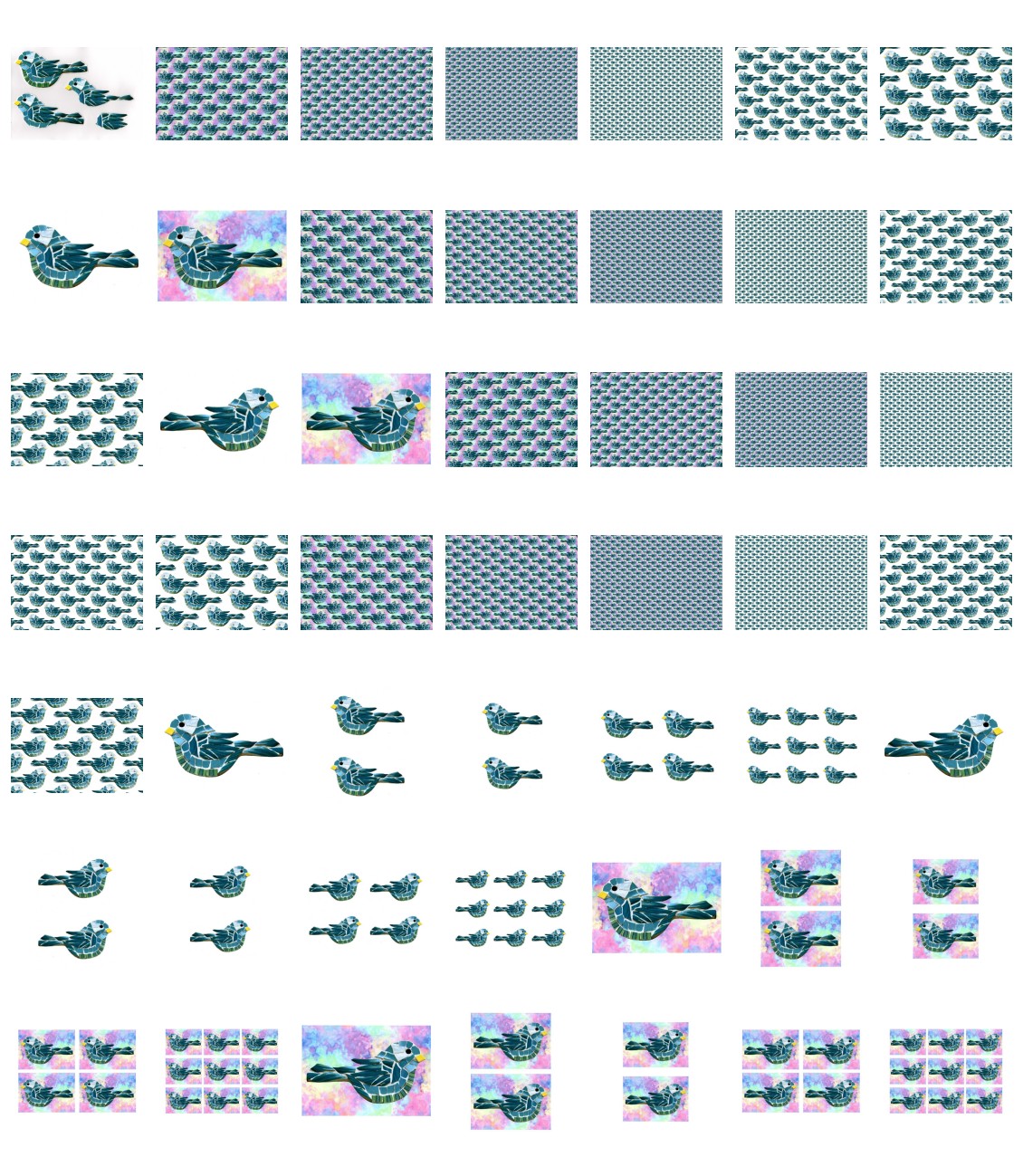 Tiled Effect Birds - Set 09 - 48 Pages to Download
