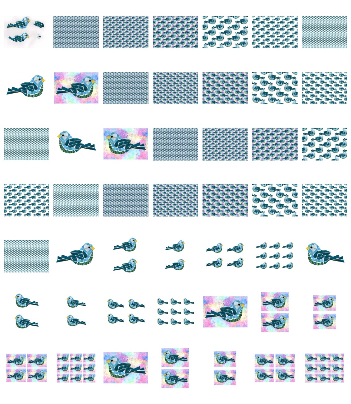Tiled Effect Birds - Set 10 - 48 Pages to Download