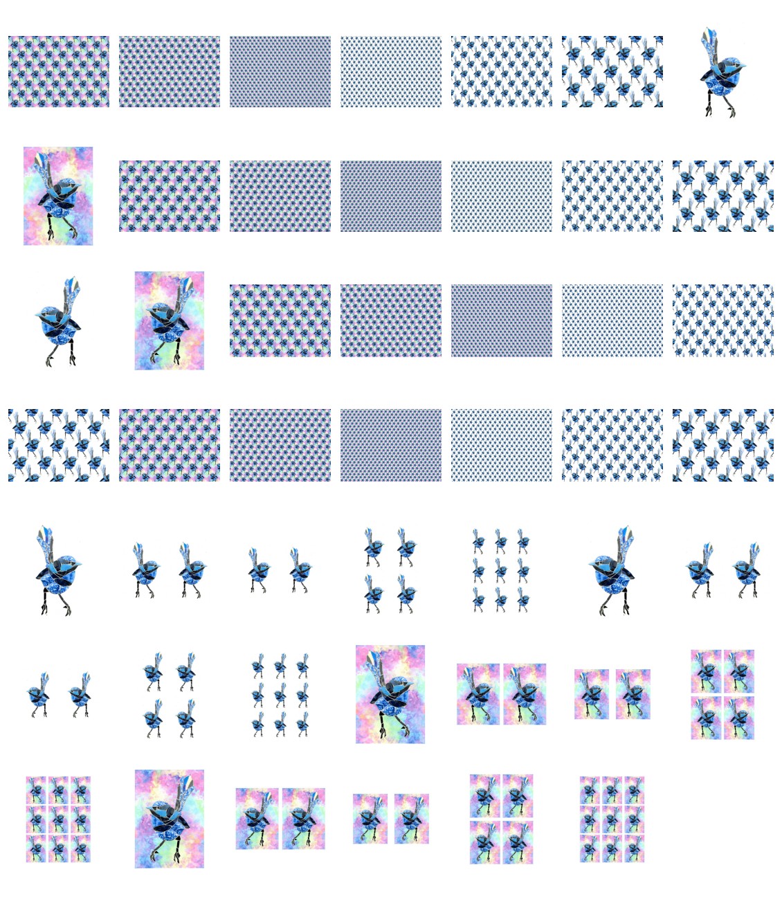 Tiled Effect Birds - Set 11 - 48 Pages to Download