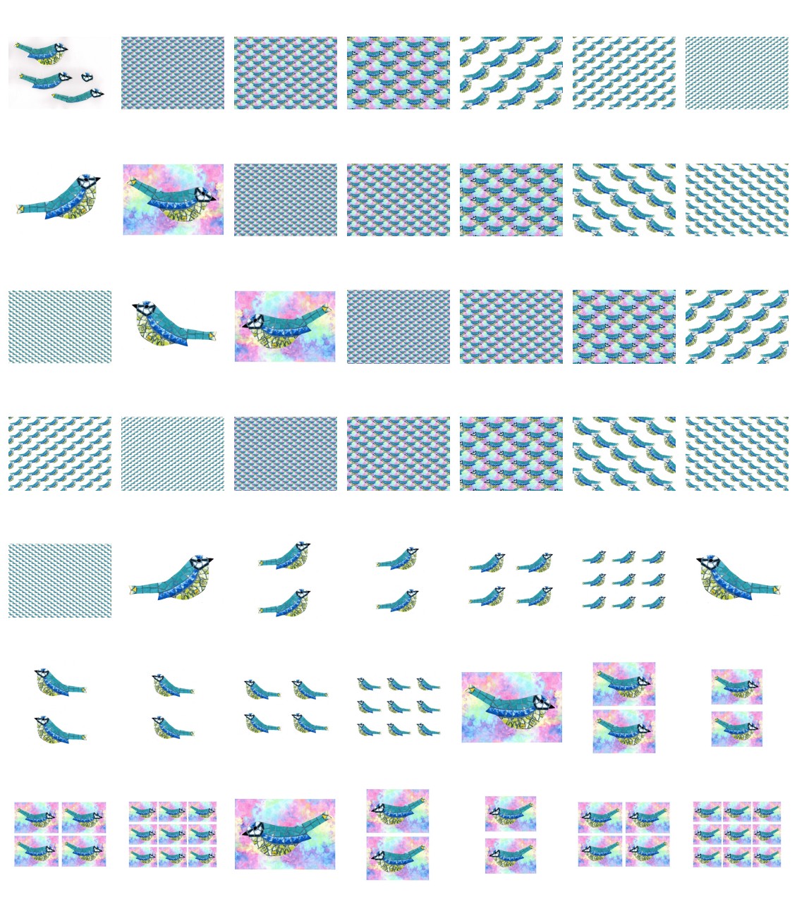 Tiled Effect Birds - Set 12 - 48 Pages to Download