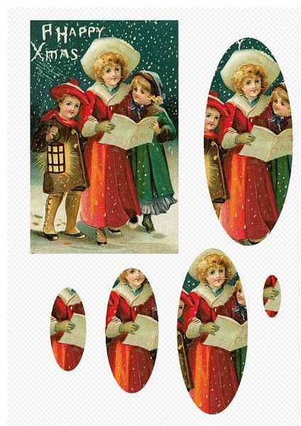 Carol Singers 02 A5 Oval Stackers - 1 x A4 Page to DOWNLOAD